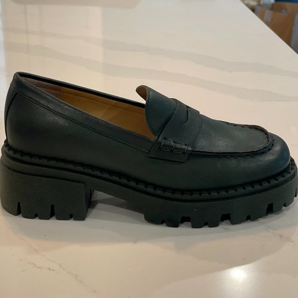 FREE PEOPLE Lyra Lug Sole Loafers / Deep Jade Leather Sizes 9.5/10 avail. - Picture 12 of 12